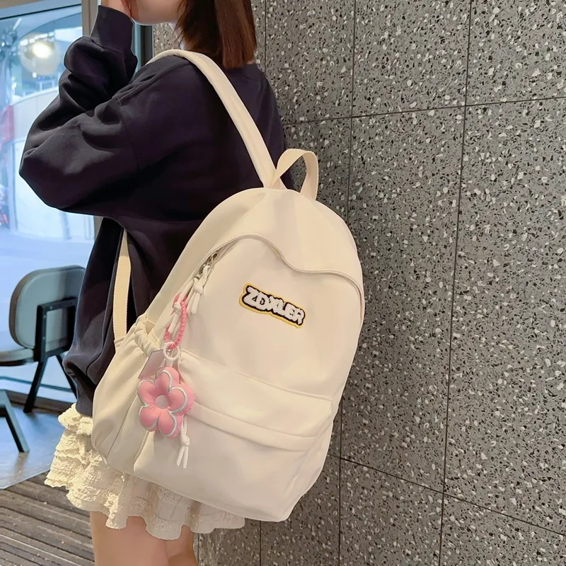 LUVISTRUE Nylon Backpack Regular Unisex Ecru/Black/Red/Light Yellow/Light Green/Sky Blue-10
