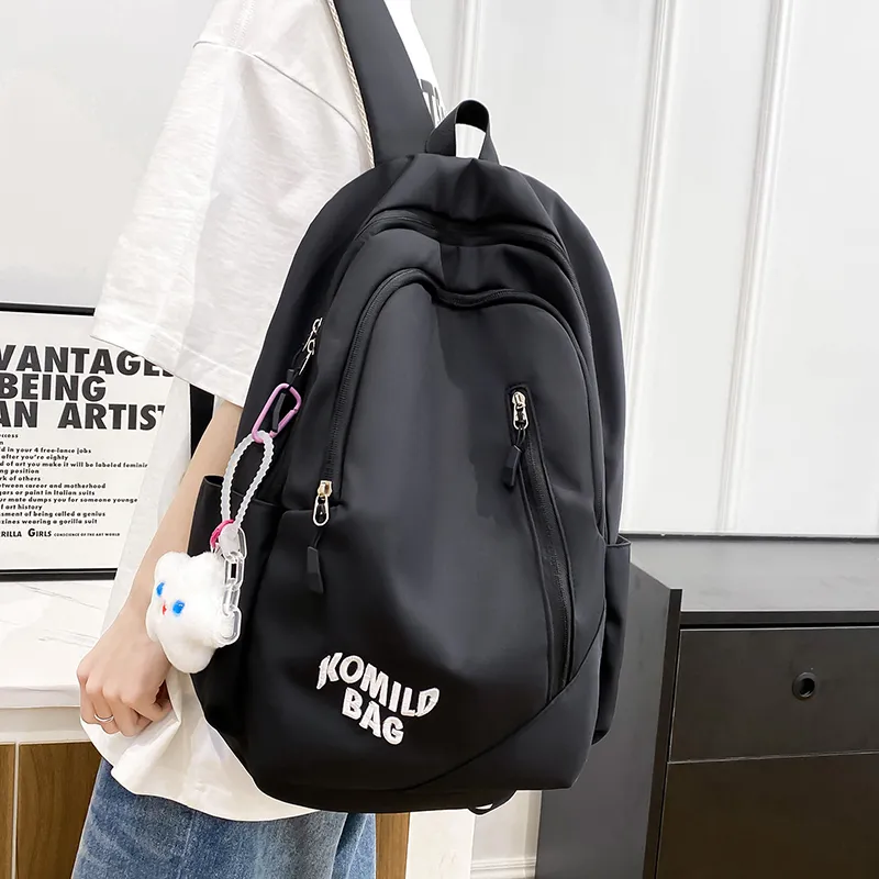 LUVISTRUE Nylon Backpack Travel Bag Unisex Light Gray/Black/Burgundy/Khaki/Dark Blue/Pink-6