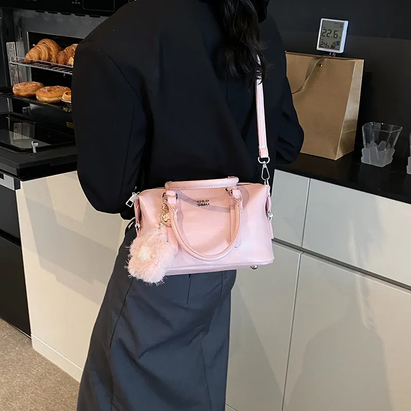 LUVISTRUE PU Boston Bag One Shoulder Handbag Crossbody Bag Women's White/Black/Pink/Coffee-13