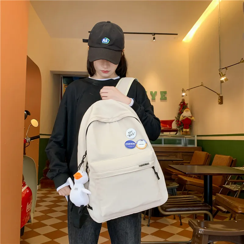 LUVISTRUE Nylon Backpack Unisex Ecru/Black-5