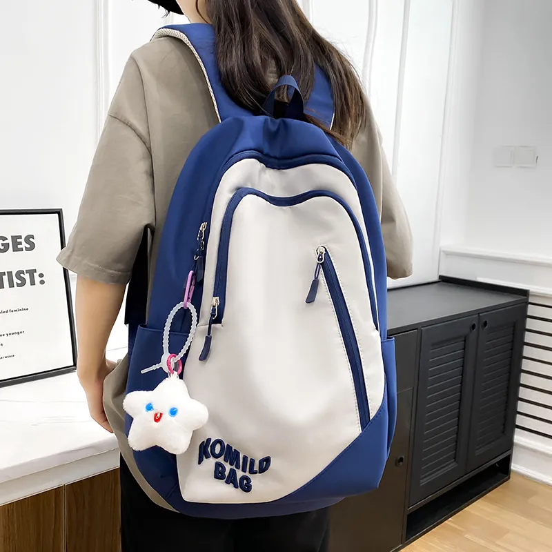 LUVISTRUE Nylon Backpack Travel Bag Unisex Light Gray/Black/Burgundy/Khaki/Dark Blue/Pink-18