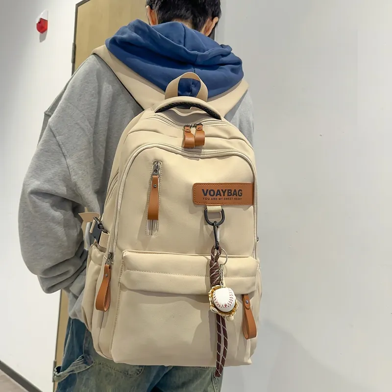 LUVISTRUE Nylon Backpack Regular Unisex White Khaki/Gray Black/Burgundy-7