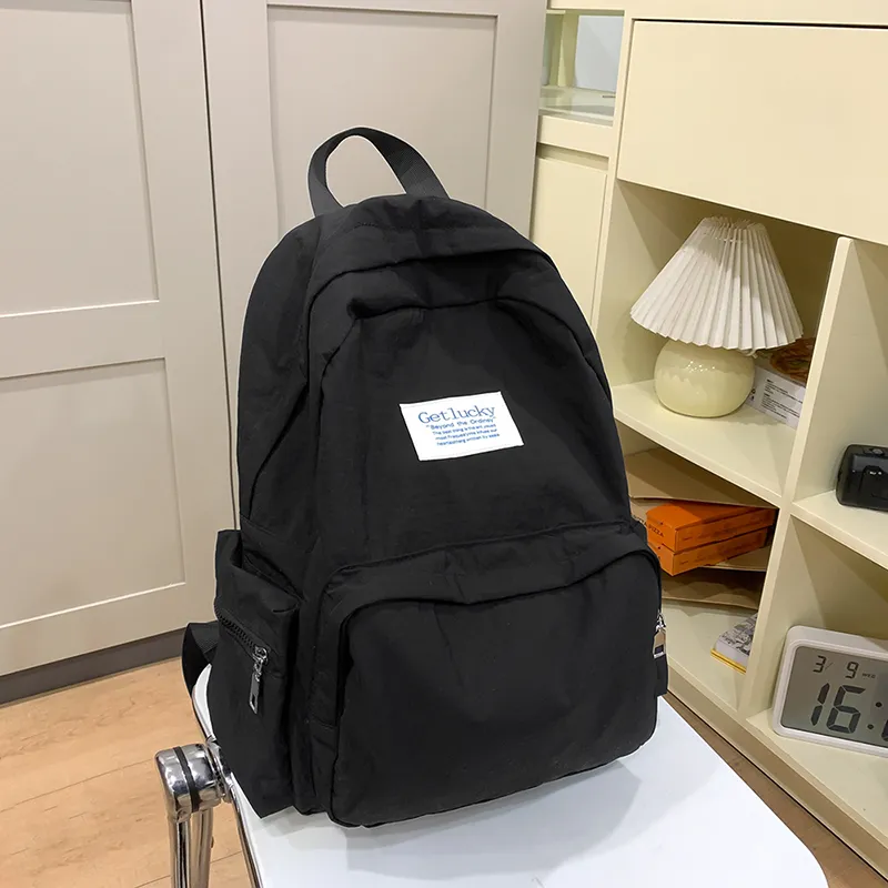LUVISTRUE Nylon Backpack Unisex Ecru/Black/Pink/Blue-7