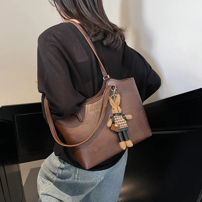 LUVISTRUE PU Tote Bag Shopping Bag Shoulder Bags Regular Women's Coffee/White/Black/Pink-4