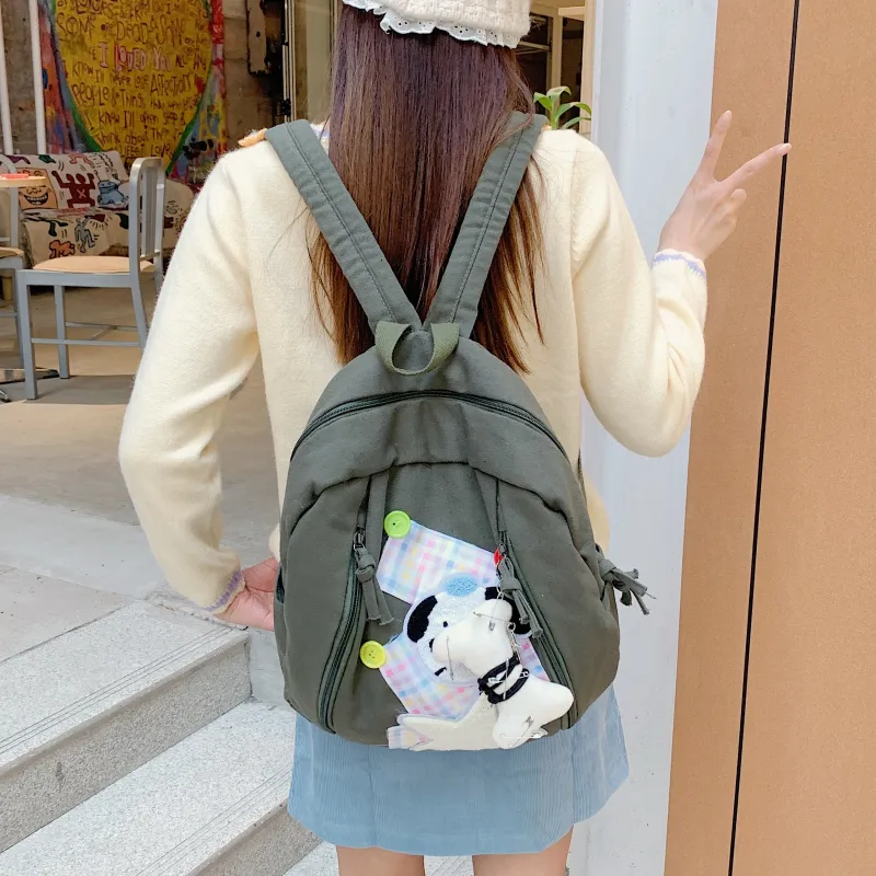 LUVISTRUE Canvas Backpack Regular Unisex Red/Green-5