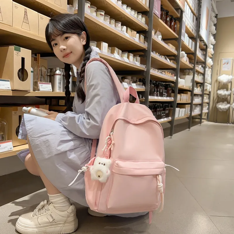 LUVISTRUE Nylon Backpack Unisex Black/Yellow/Orange/Green/White/Pink-23