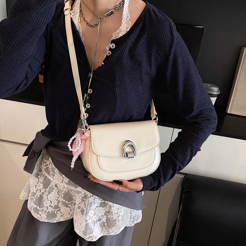 LUVISTRUE PU Saddle Bag Shoulder Bag Crossbody Bag Regular Women's Blue/Ecru/Black/Pink/Yellow-8