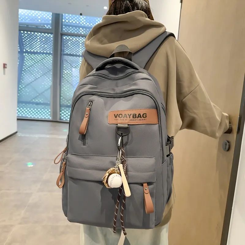 LUVISTRUE Nylon Backpack Regular Unisex White Khaki/Gray Black/Burgundy-15
