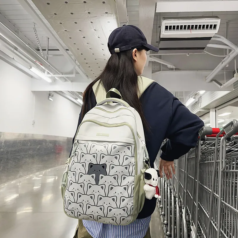 LUVISTRUE Nylon Backpack Regular Unisex Black/Light Green/Blue/Yellow/Dark Green-7
