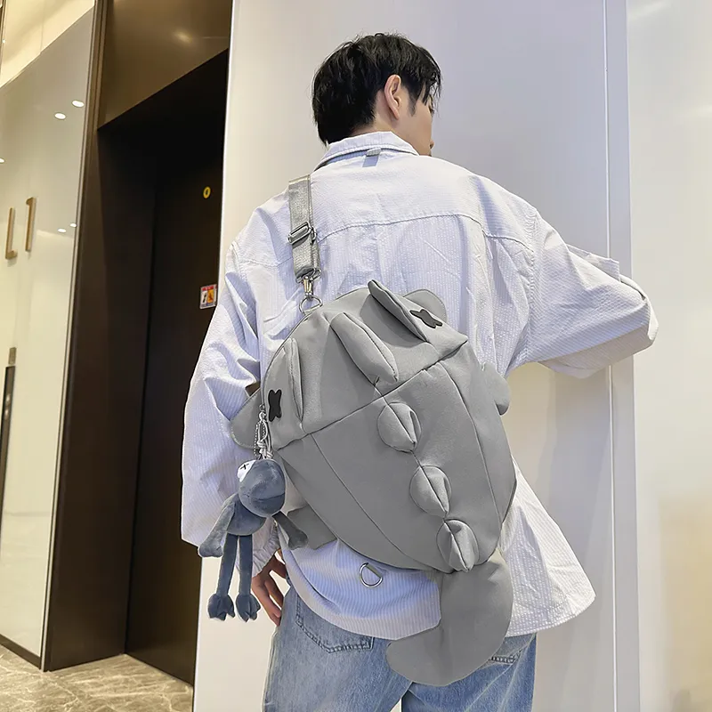 LUVISTRUE Nylon Backpack Unisex White/Gray/Black-4
