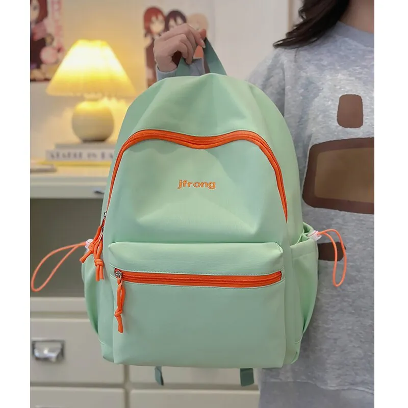 LUVISTRUE Nylon Backpack Unisex White/Black/Yellow/Green/Brown-15