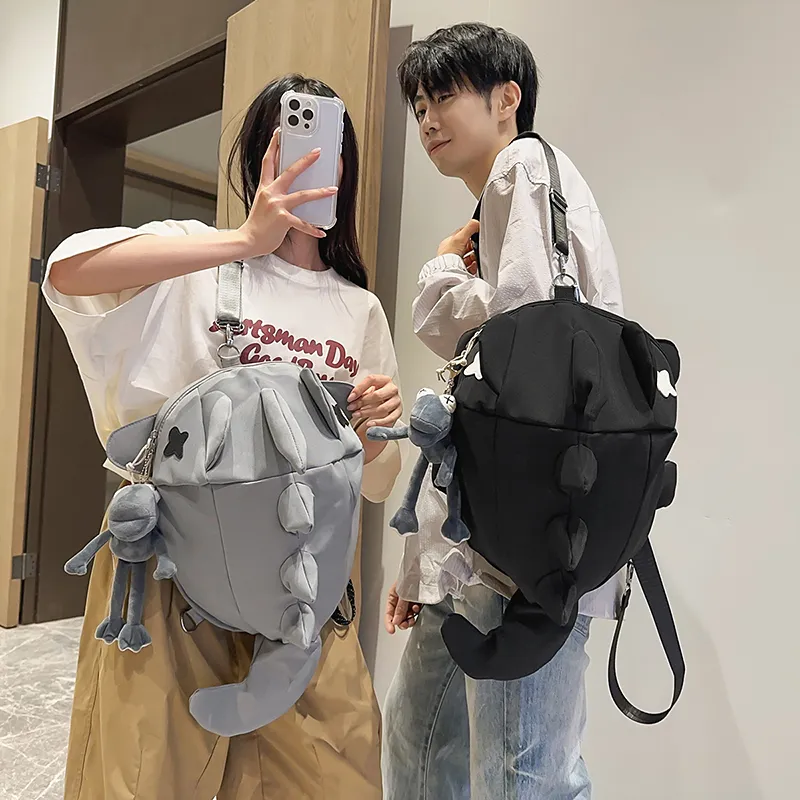 LUVISTRUE Nylon Backpack Unisex White/Gray/Black-6