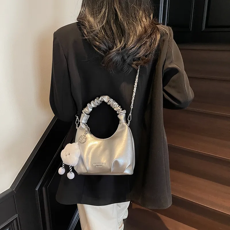LUVISTRUE PU Shoulder Bag Crossbody Bag Handbag Regular Women's Ecru/Blue/Silver/Black/Pink-15