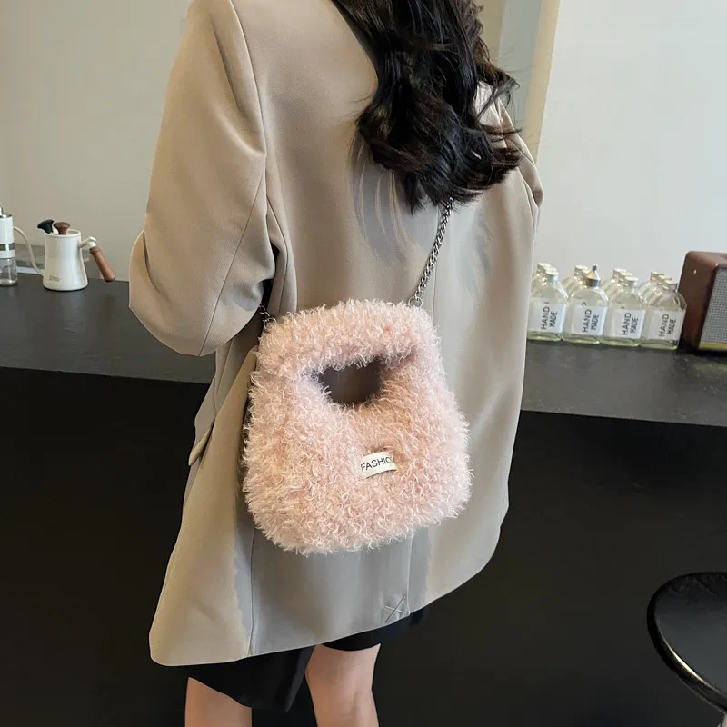 LUVISTRUE Plush One Shoulder Handbags Regular Women's Ecru/Gray/Pink/Khaki-19