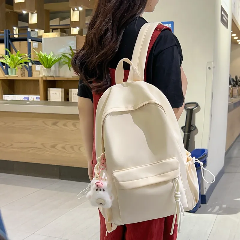 LUVISTRUE Nylon Backpack Unisex Black/Yellow/Orange/Green/White/Pink-16