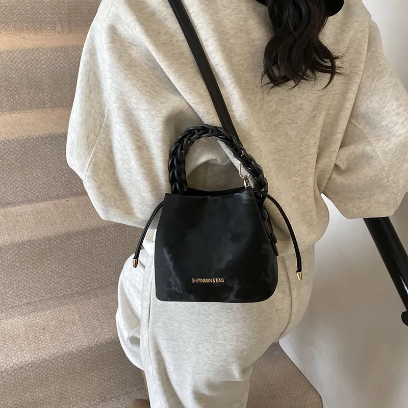 LUVISTRUE PU Bucket Bags Shoulder Bag Crossbody Bag Handbag Medium Size Women's White/Pink/Black/Coffee-18