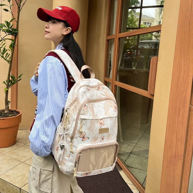 LUVISTRUE Corduroy PVC Blend Backpacks Regular Women's Gray/Green/Khaki/Pink/Yellow/Blue-17