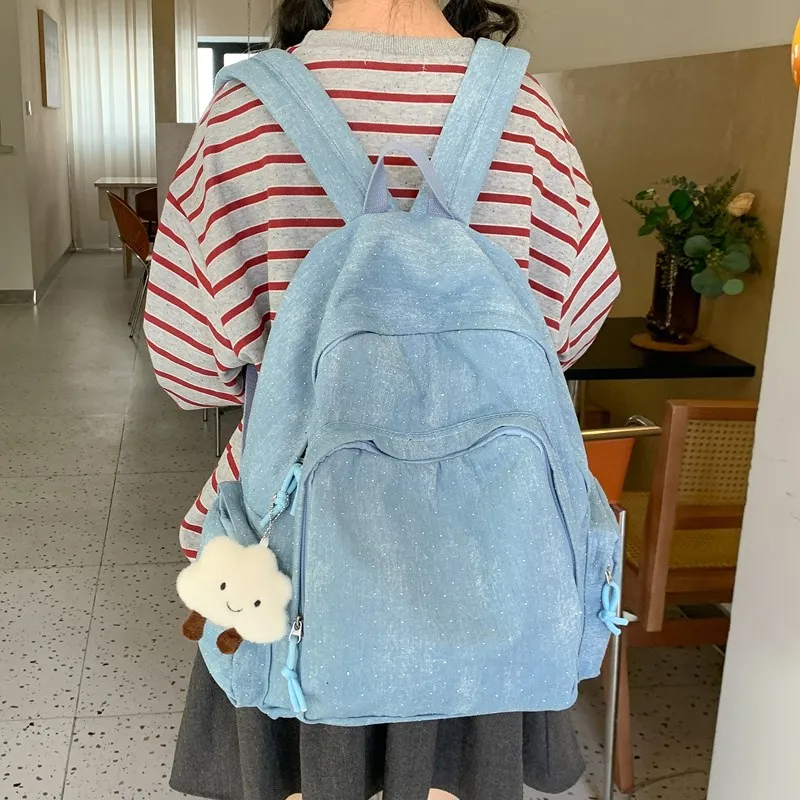 LUVISTRUE Denim Backpacks Regular Women's Blue/Dark Blue/Black-1