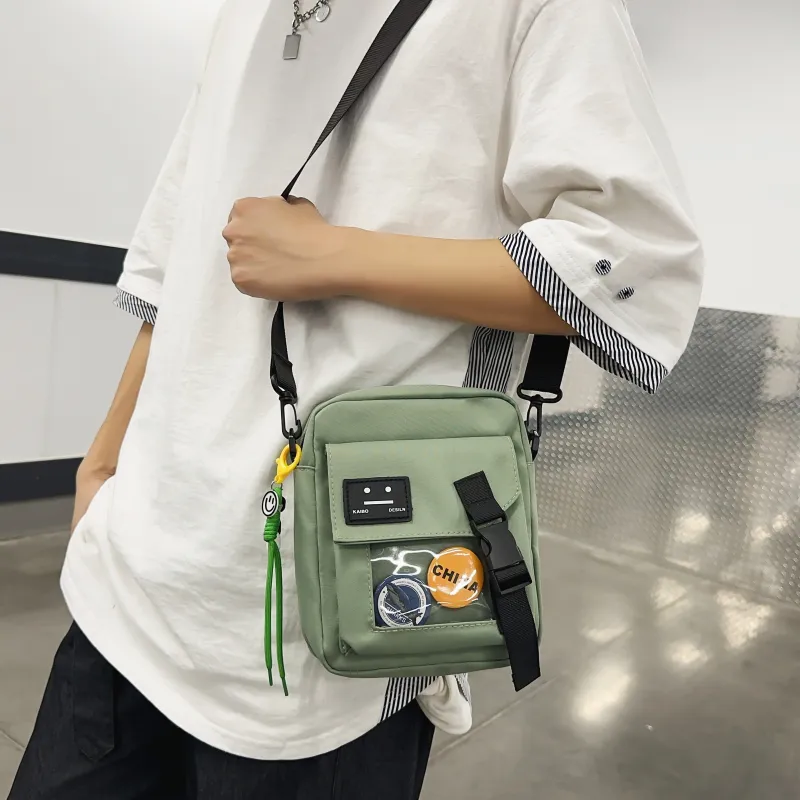 LUVISTRUE Nylon Crossbody Bag, Cell Phone Shoulder Bag Small Size Men's Ecru/Black/Green/Blue-12