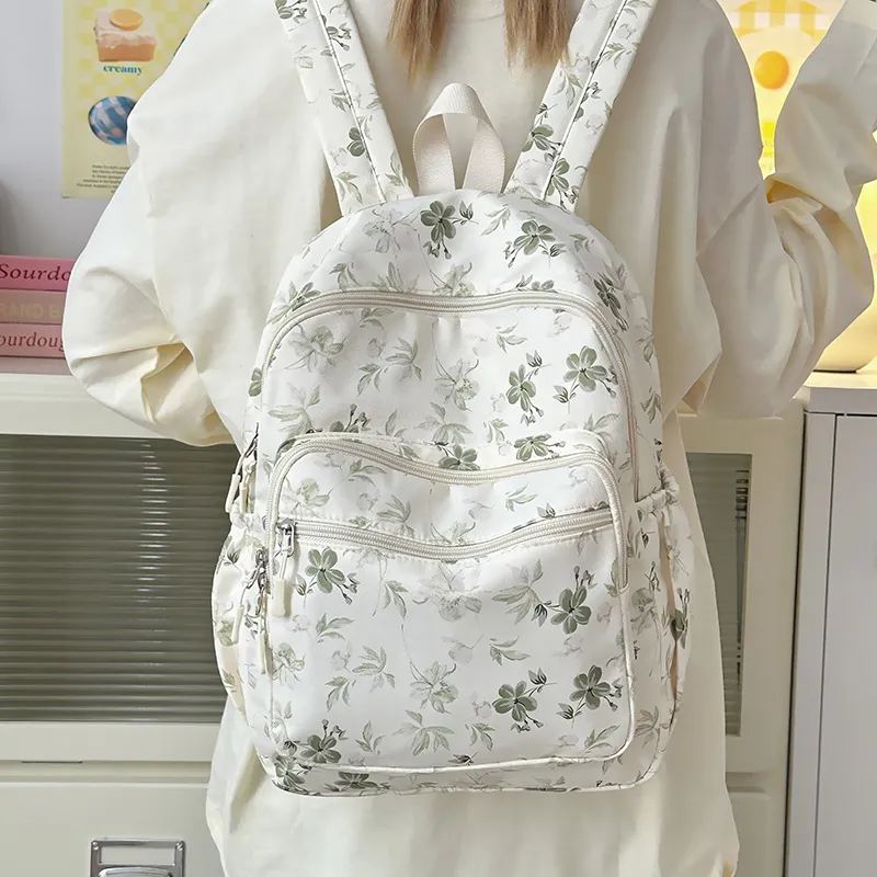 LUVISTRUE Nylon Backpack Regular Women's Green/Blue/Pink-2