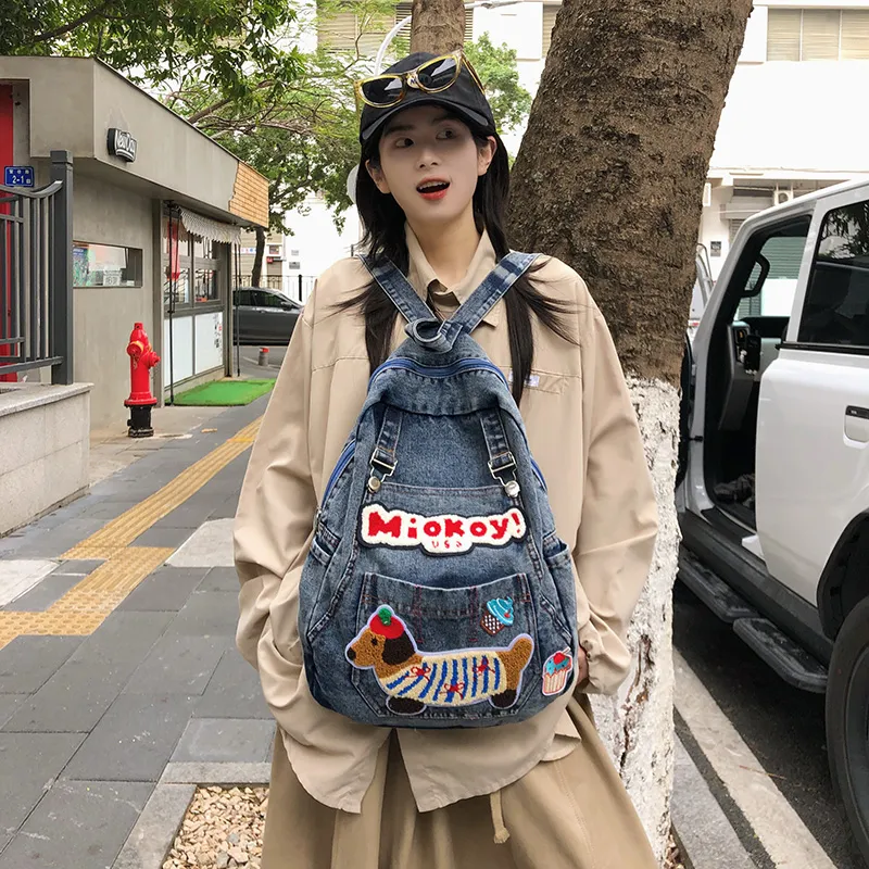 LUVISTRUE Denim Backpack Unisex Black/Blue-11