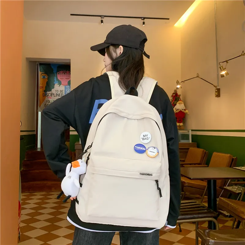 LUVISTRUE Nylon Backpack Unisex Ecru/Black-3