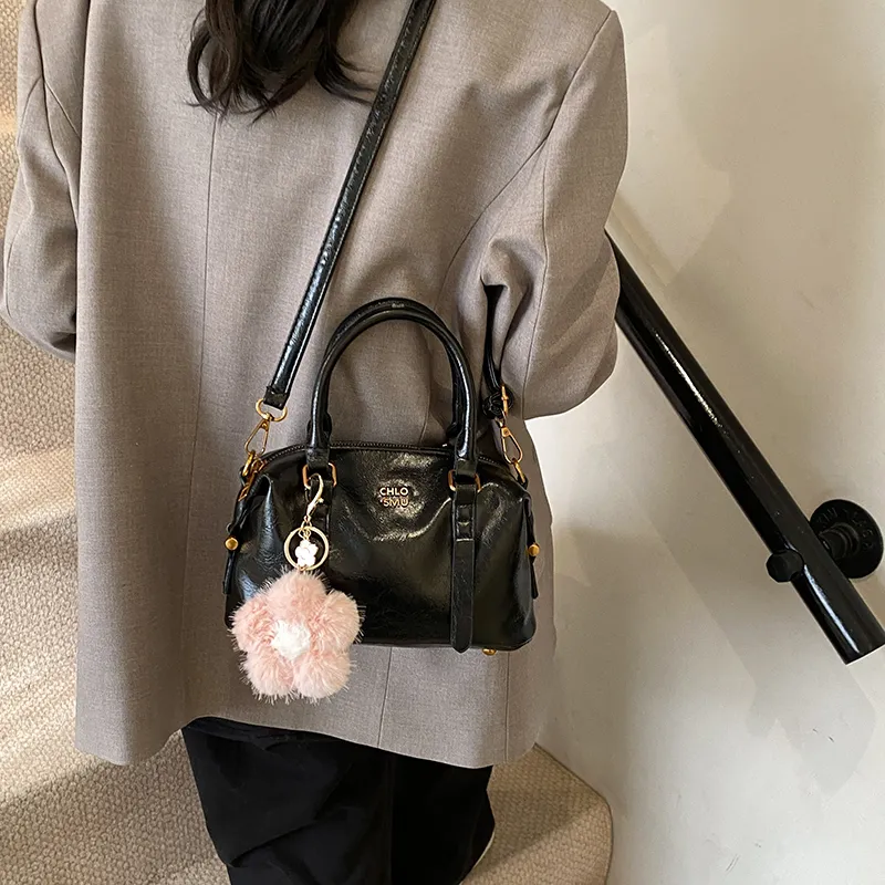 LUVISTRUE PU Boston Bag One Shoulder Handbag Crossbody Bag Women's White/Black/Pink/Coffee-10