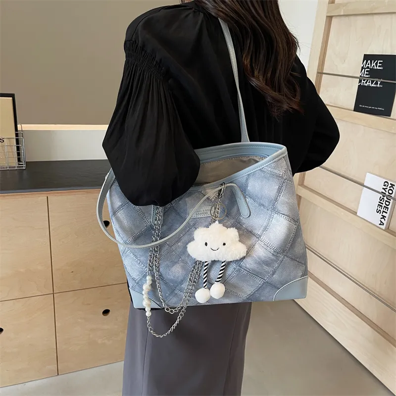 LUVISTRUE PU Handbag Shoulder Bag Tote Regular Women's Ecru Black/Blue/Pink-45