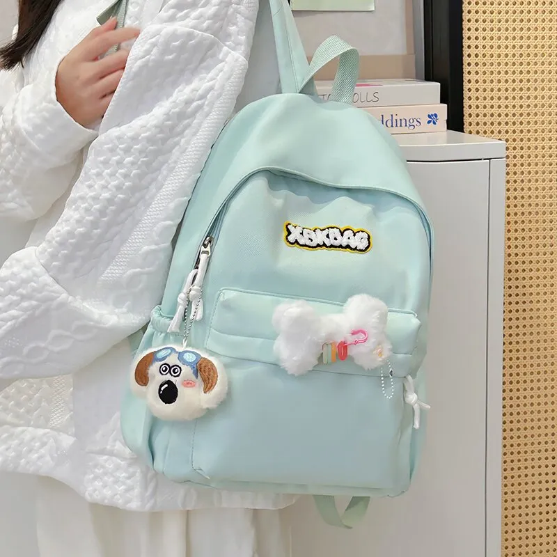LUVISTRUE Nylon Backpack Large Size Unisex Ecru Black/Yellow/Light Green/Light Blue-23