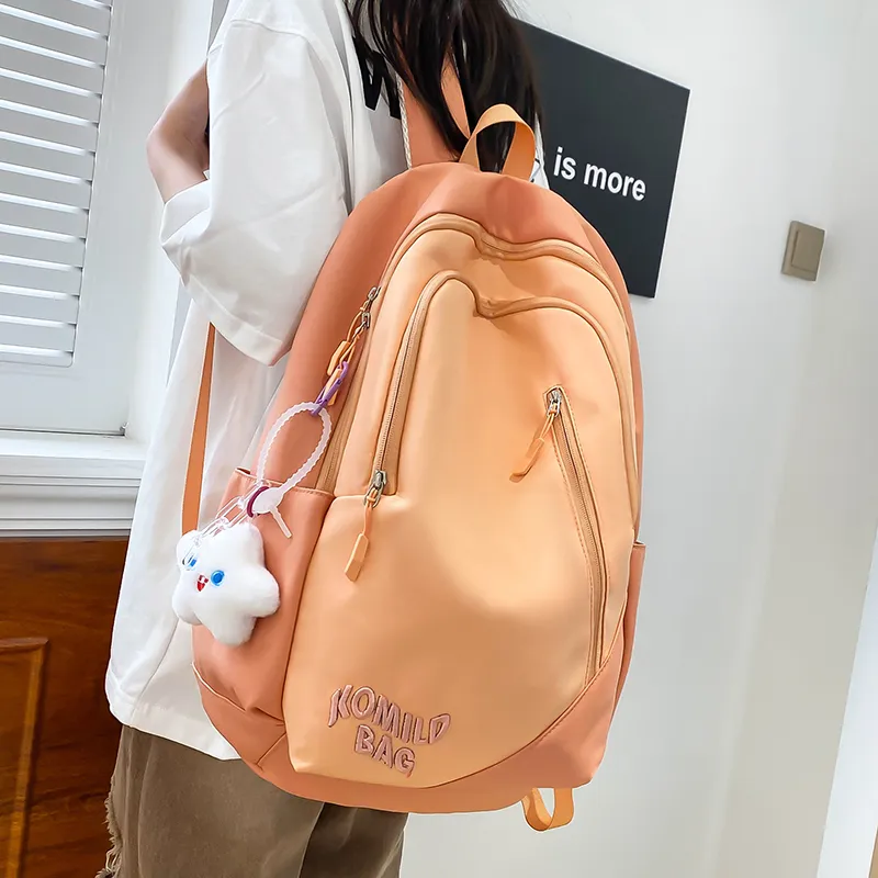 LUVISTRUE Nylon Backpack Travel Bag Unisex Light Gray/Black/Burgundy/Khaki/Dark Blue/Pink-27