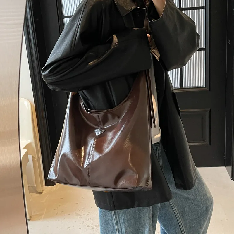 LUVISTRUE PU Shoulder Bag Tote Large Size Women's Black/Khaki/Pink/Coffee-17