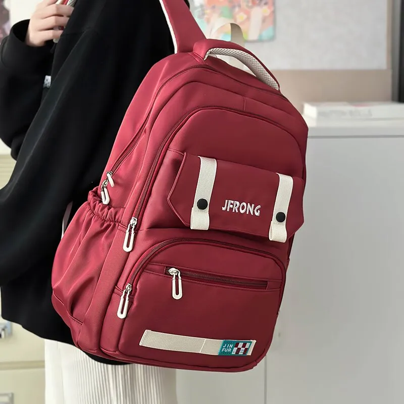 LUVISTRUE Nylon Fabric Backpack And Laptop Bag Regular Unisex Ecru/Black/Red/Khaki-13