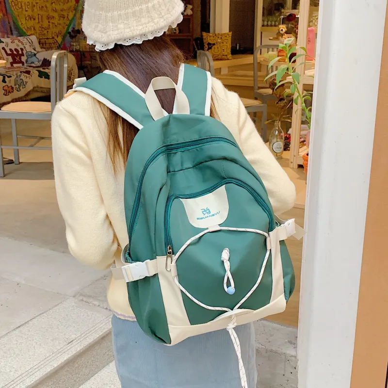 LUVISTRUE Nylon Fabric Backpack Regular Women's Green/Yellow/Brown-2