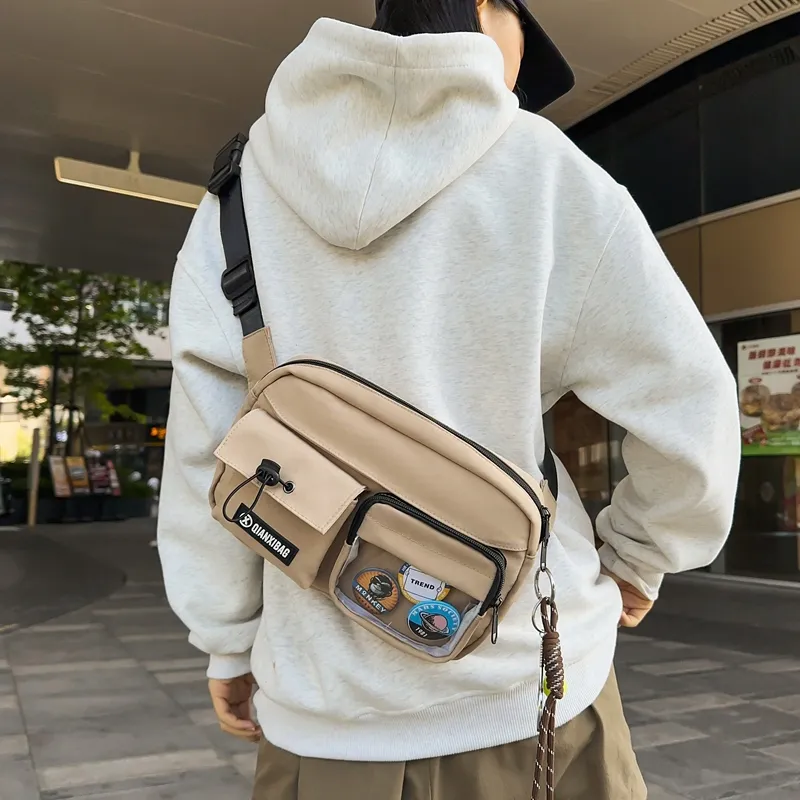 LUVISTRUE Nylon Small Backpack Shoulder Bag Medium Size Unisex Black/White/Gray/Khaki-17