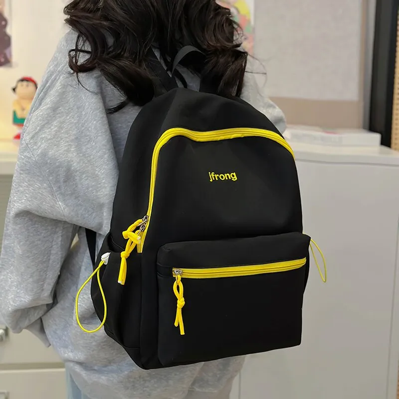 LUVISTRUE Nylon Backpack Unisex White/Black/Yellow/Green/Brown-1