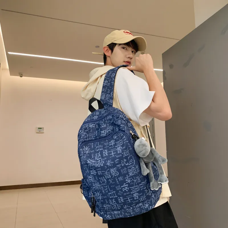 LUVISTRUE Nylon Backpack Laptop Backpack Regular Unisex Light Blue/Dark Blue/Black-0