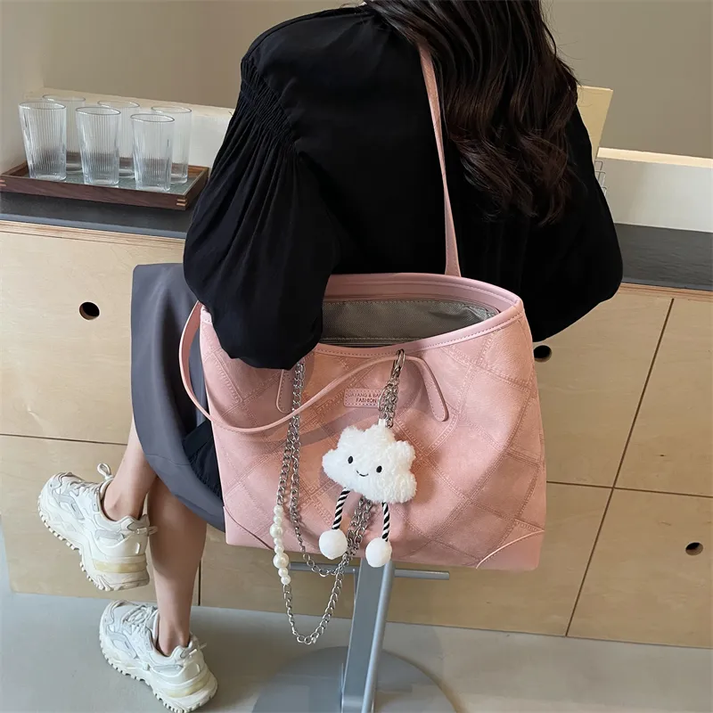 LUVISTRUE PU Handbag Shoulder Bag Tote Regular Women's Ecru Black/Blue/Pink-25