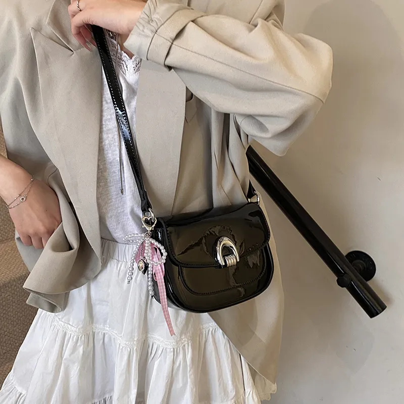 LUVISTRUE PU Saddle Bag Shoulder Bag Crossbody Bag Regular Women's Blue/Ecru/Black/Pink/Yellow-15