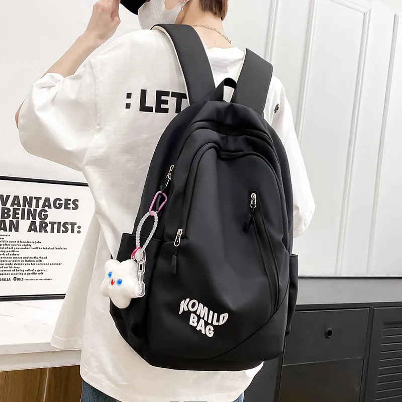 LUVISTRUE Nylon Backpack Travel Bag Unisex Light Gray/Black/Burgundy/Khaki/Dark Blue/Pink-5