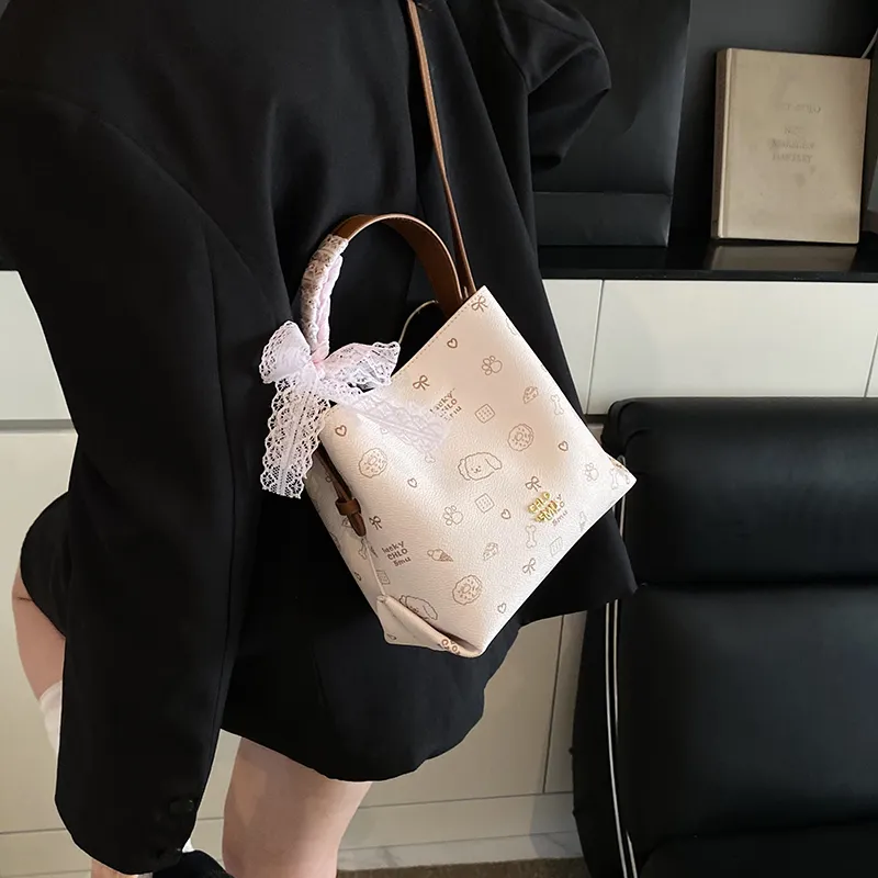 LUVISTRUE PU Bucket Bag, Shoulder Bag, Crossbody Bag, Handbag Regular Women's Pink/Beige/Coffee-4