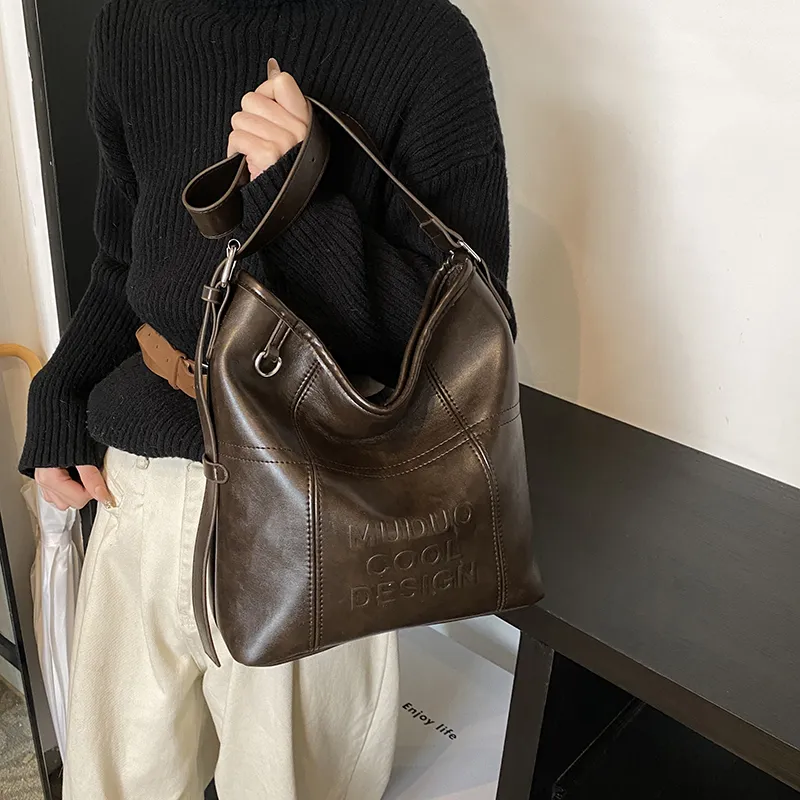 LUVISTRUE Pu Shoulder Bag Tote Crossbody Bag Medium Size Women's Coffee/White Red/Black-1