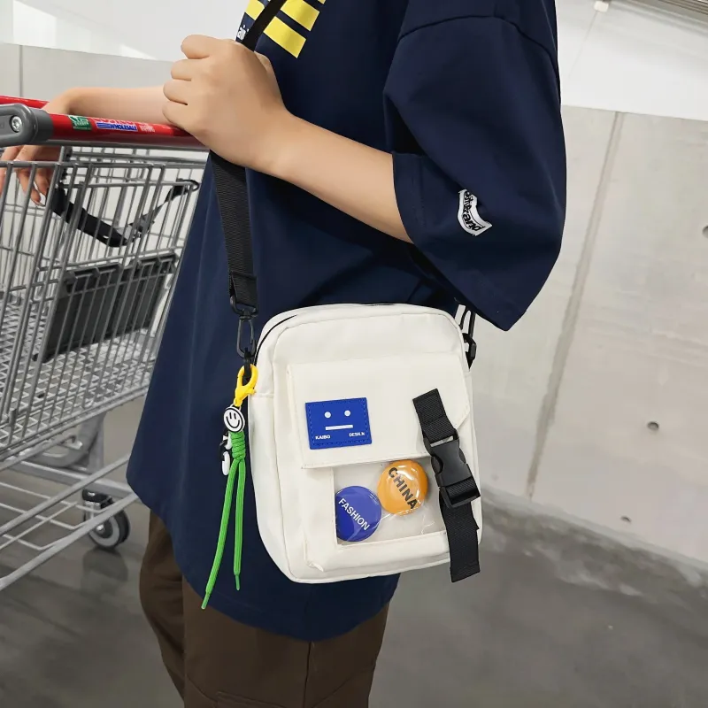 LUVISTRUE Nylon Crossbody Bag, Cell Phone Shoulder Bag Small Size Men's Ecru/Black/Green/Blue-1
