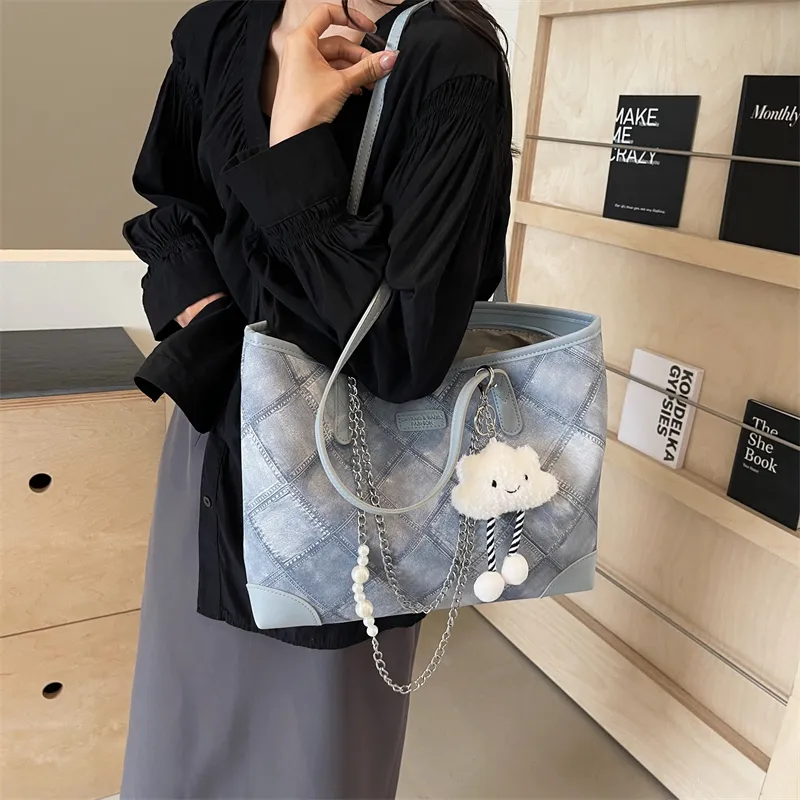 LUVISTRUE PU Handbag Shoulder Bag Tote Regular Women's Ecru Black/Blue/Pink-18