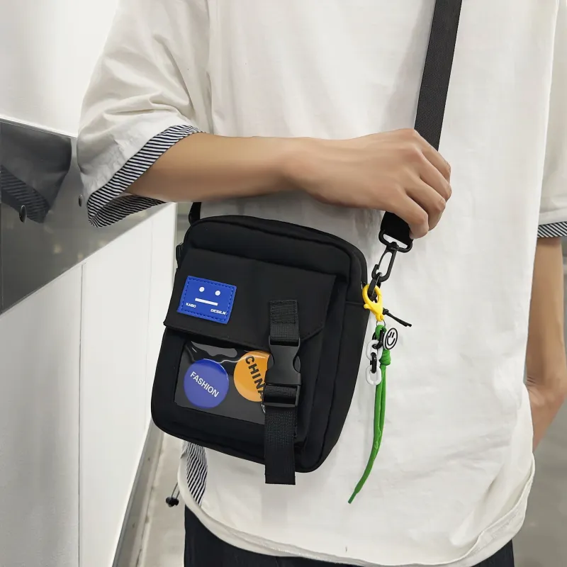 LUVISTRUE Nylon Crossbody Bag, Cell Phone Shoulder Bag Small Size Men's Ecru/Black/Green/Blue-7