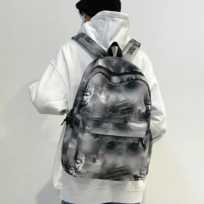 LUVISTRUE Nylon Backpack Regular Unisex Black/Green/Pink-1