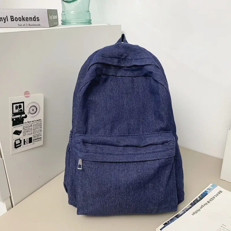 LUVISTRUE Denim Backpack Medium Size Unisex Black/Light Blue/Khaki/Dark Blue-11