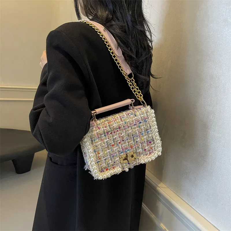 LUVISTRUE Fabric Shoulder Bag Crossbody Bag Handbag Regular Women's Ecru/Pink/Black-23