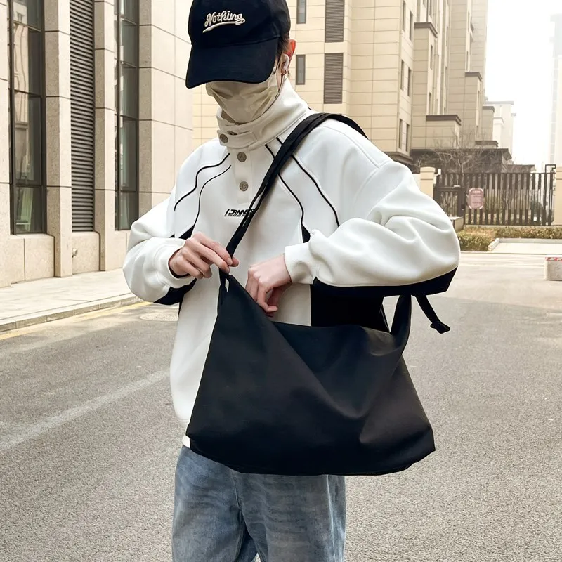 LUVISTRUE Nylon Shoulder Bag Small Size Unisex Black/White-9