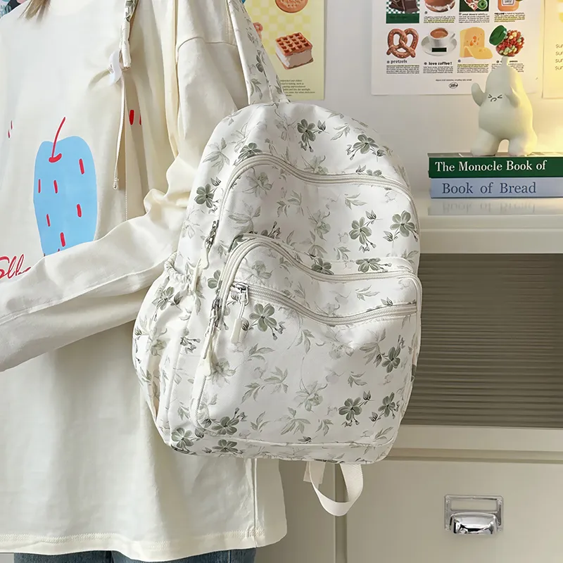 LUVISTRUE Nylon Backpack Regular Women's Green/Blue/Pink-4