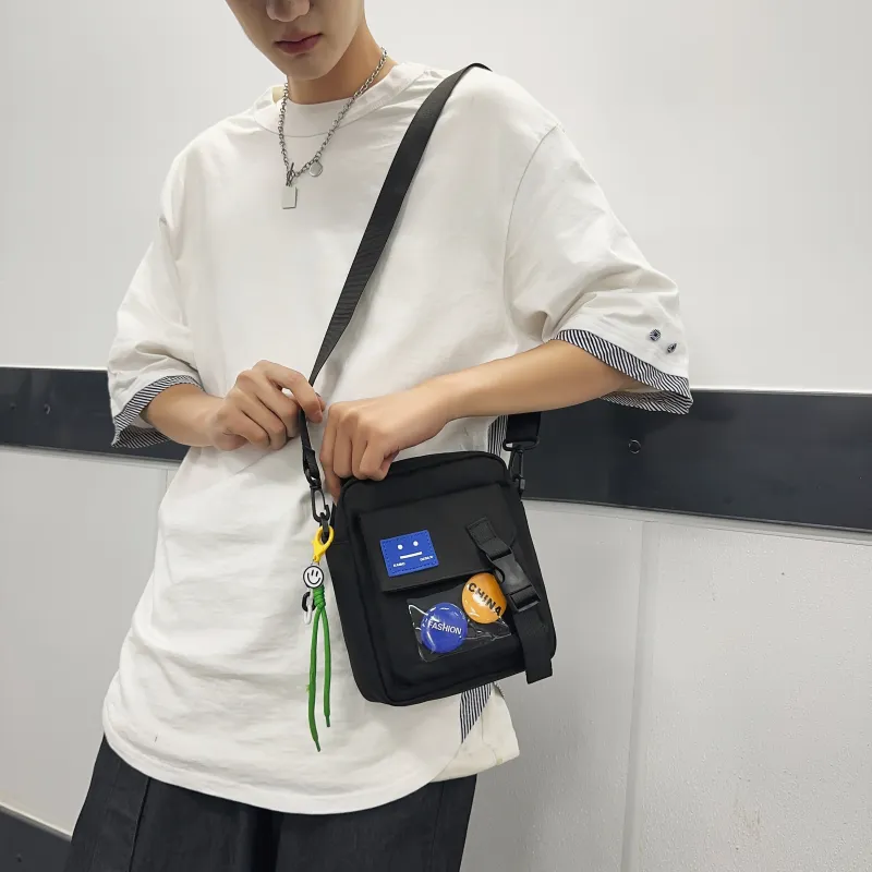 LUVISTRUE Nylon Crossbody Bag, Cell Phone Shoulder Bag Small Size Men's Ecru/Black/Green/Blue-9